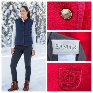 Reversible Vest Women Red Black Virgin Wool Sz 16 Vintage 90's Preppy Outdoor